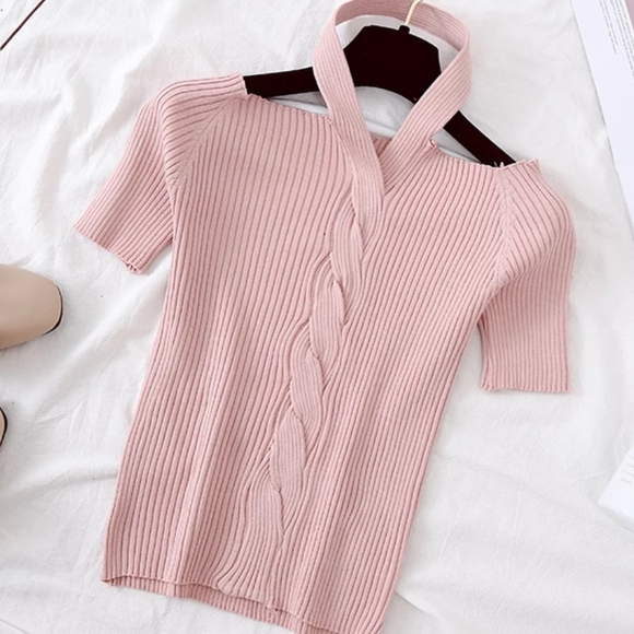 Elise Blush Ribbed Sweater Top - Picture 3 of 4